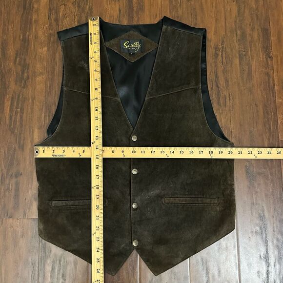 SCULLY Mens Genuine Leather Western Cowboy Vest in Espresso Snap Front - Picture 11 of 11
